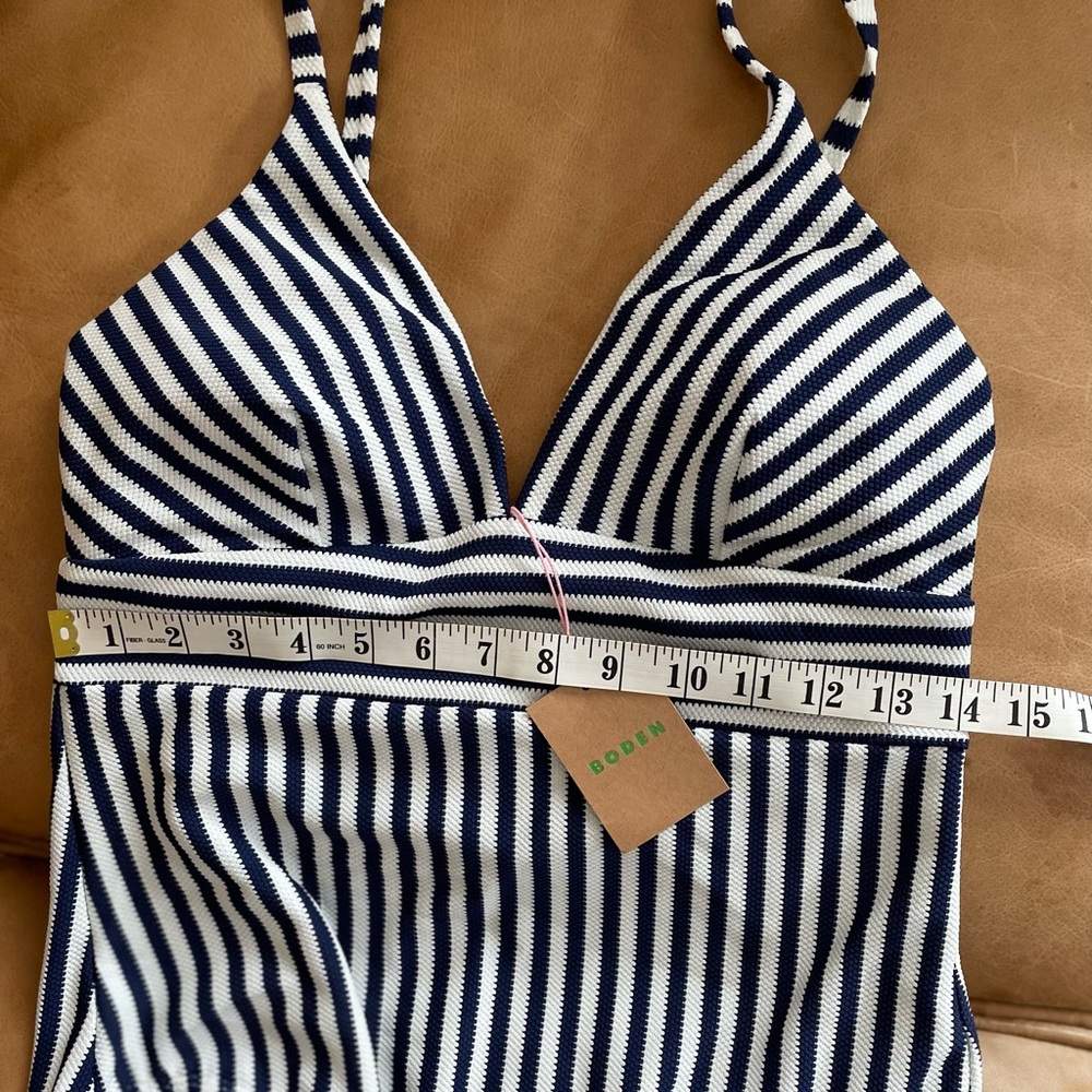Boden Navy & White Vertical Stripe One-Piece Swimsuit - Picture 12 of 15
